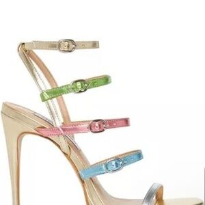 Steve Madden Jubilant Metallic Multi Multi Strap Open Toe Fashion Sandals Sz 7